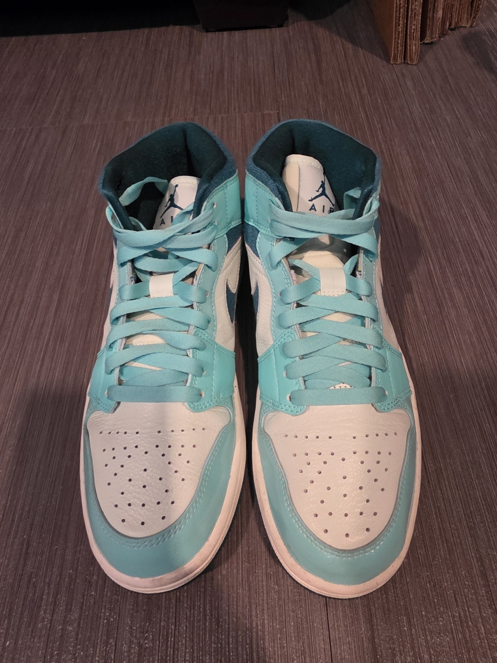 Jordan Youth High-Top Sneakers in Teal and White